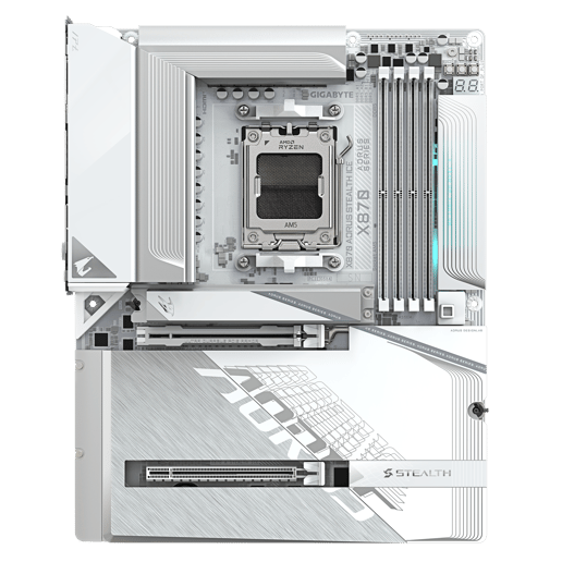 Gigabyte X870 AORUS STEALTH ICE ATX Motherboard for AMD Socket AM5 CPUs